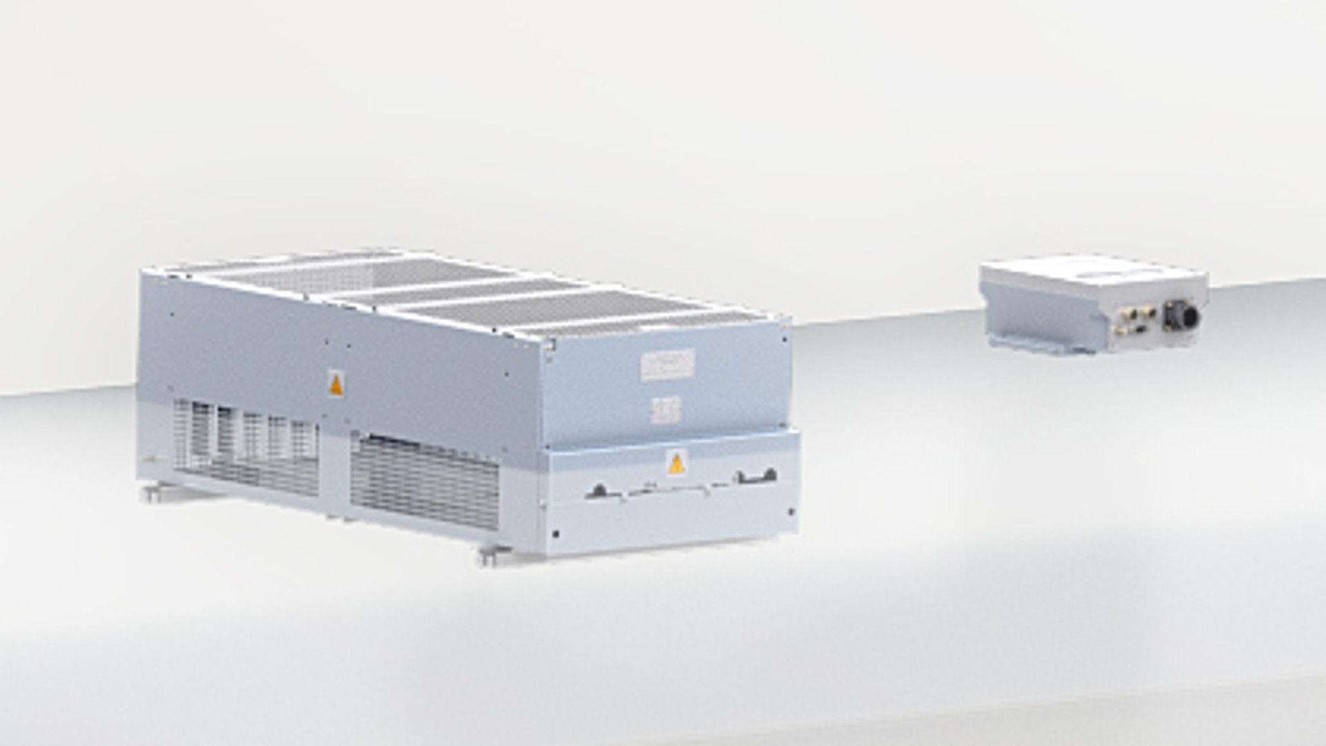 Industrial cooling systems on a sleek surface.