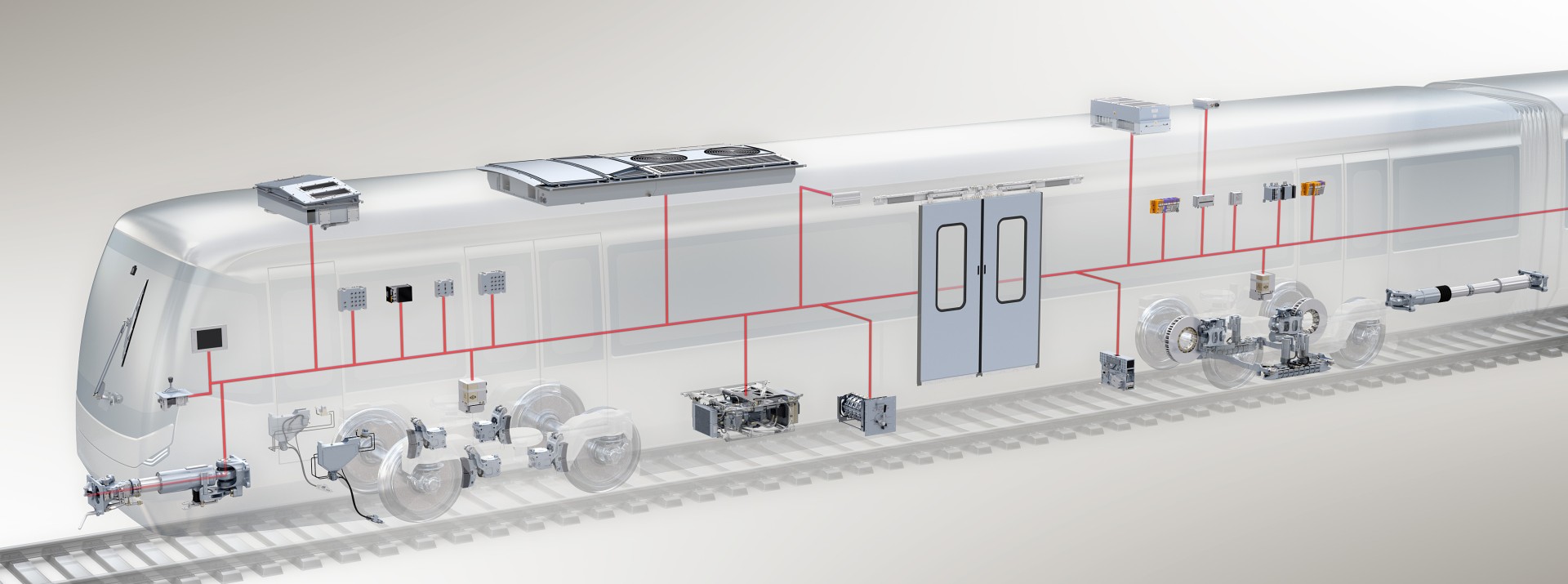 Train system technology and components illustration.