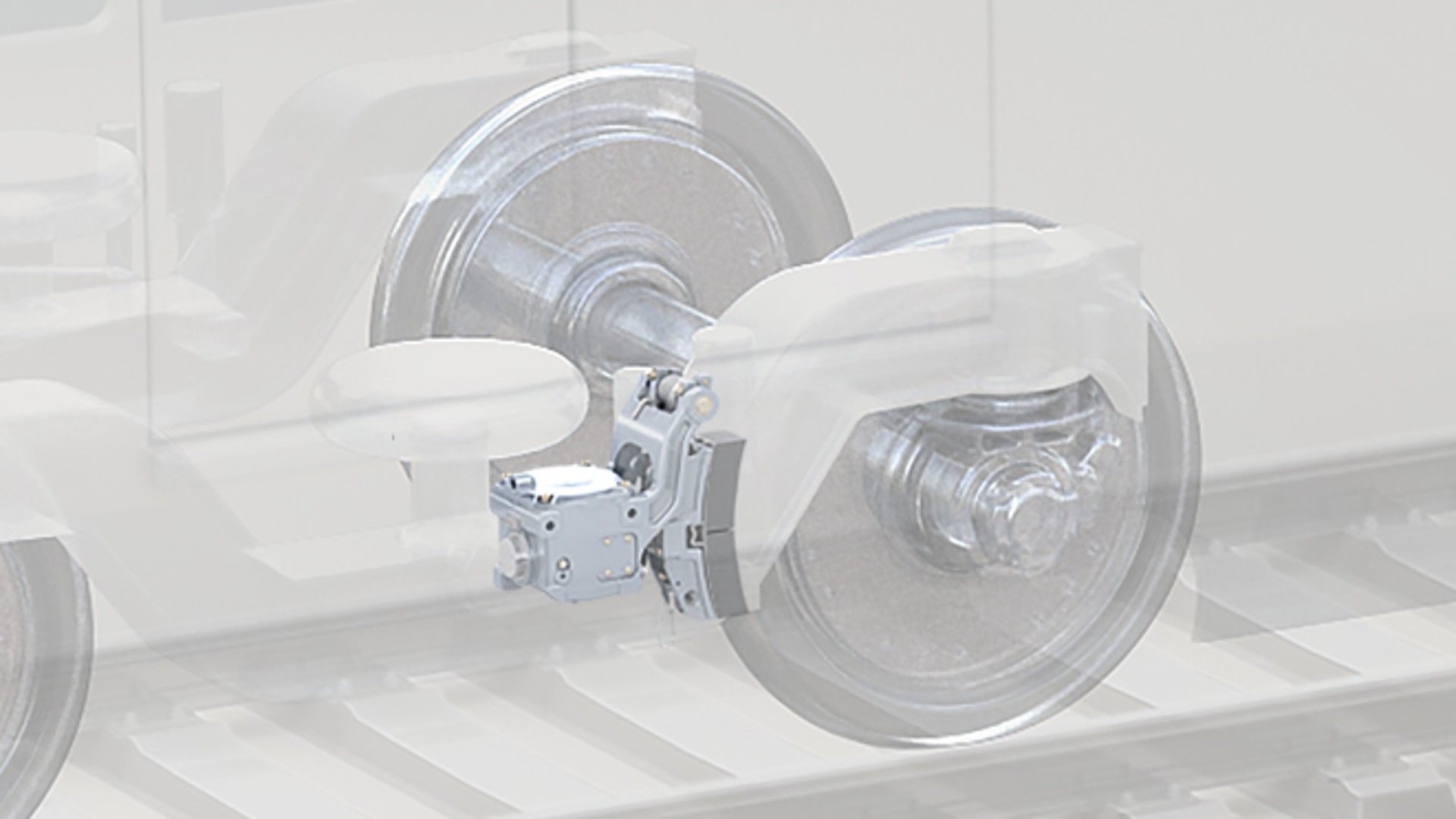 Railway wheel assembly with braking technology illustration.