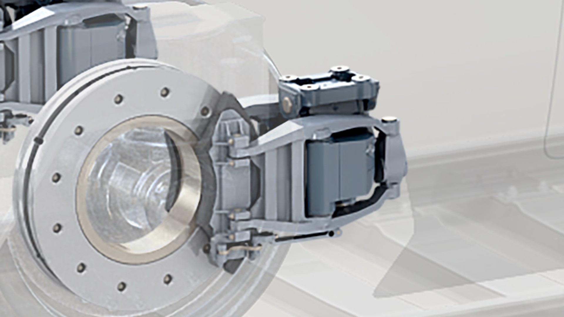 Train brake system components and mechanism illustration.