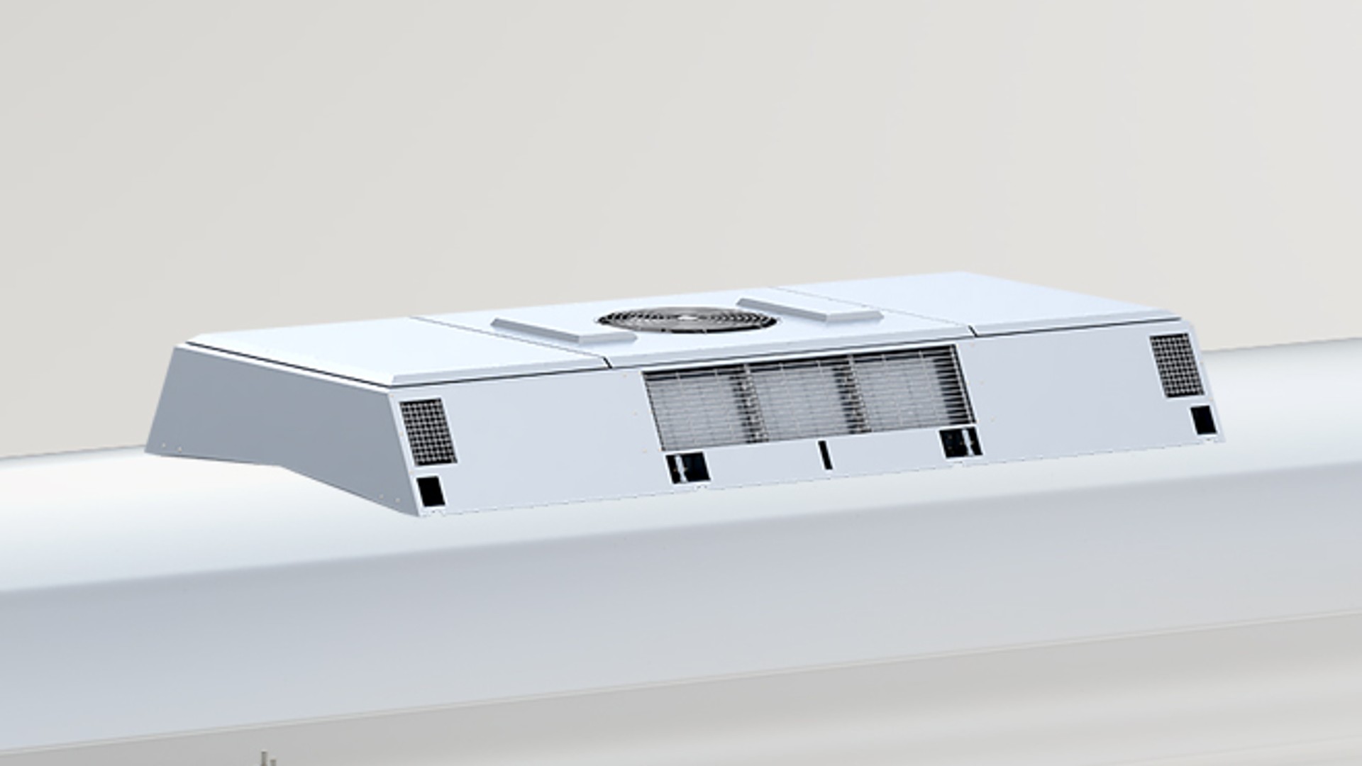 Railway air conditioning system top unit displayed.