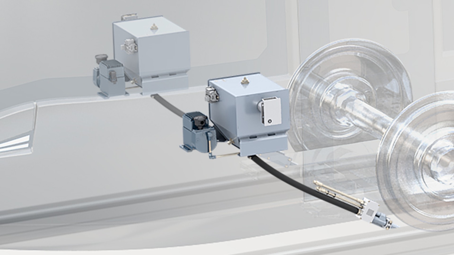 Industrial braking system components with hydraulic connection.
