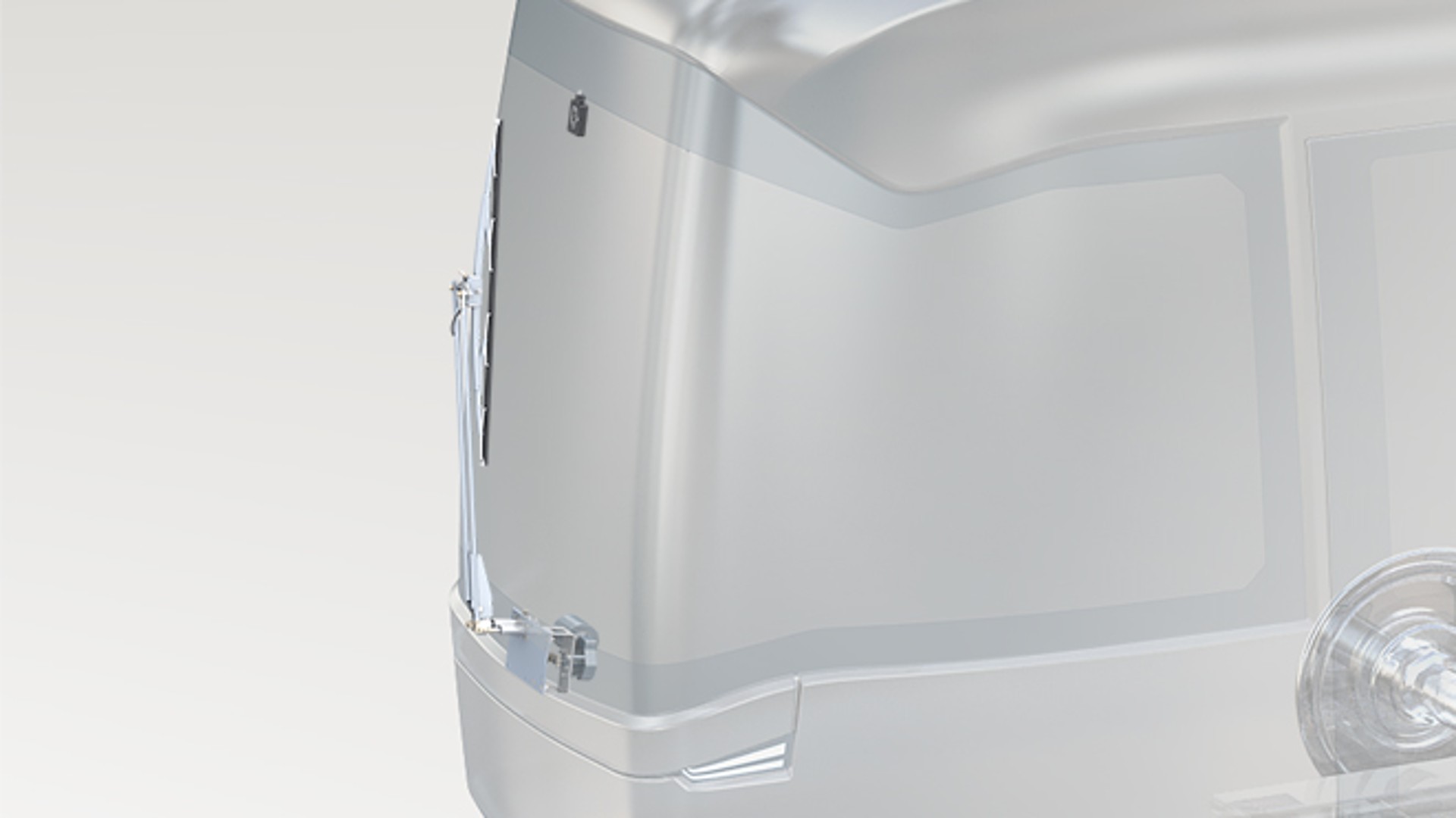 Vehicle rear with integrated technology and components.