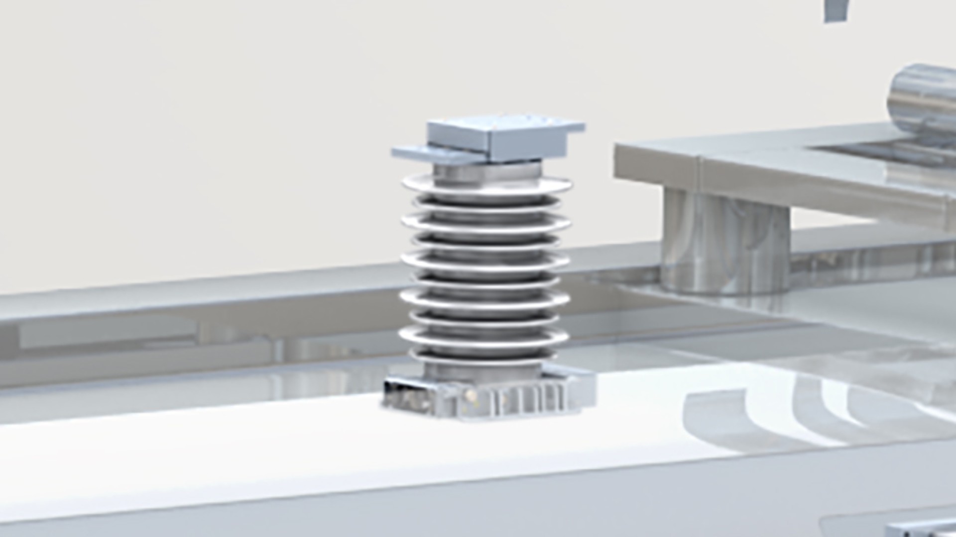 Mechanical component with spring design on workstation.