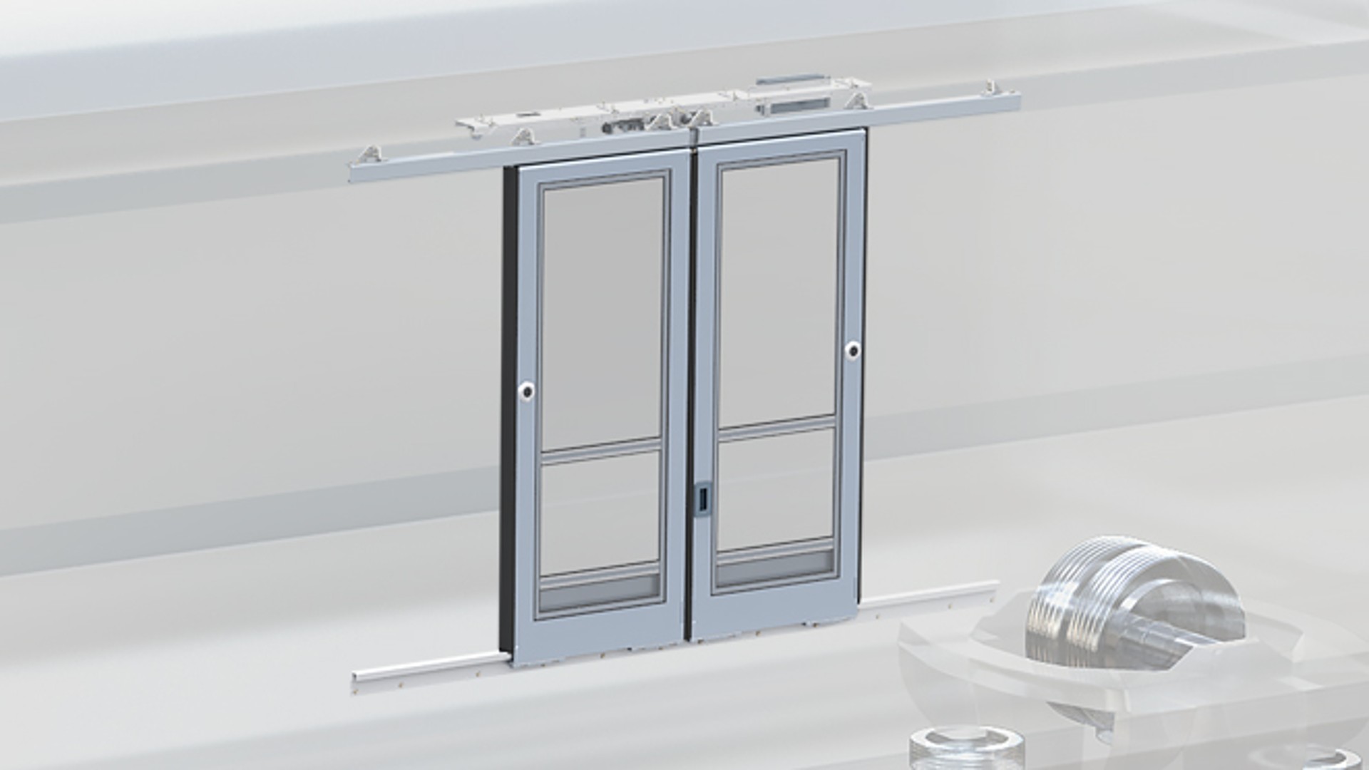 Sliding door assembly with rail mechanism and