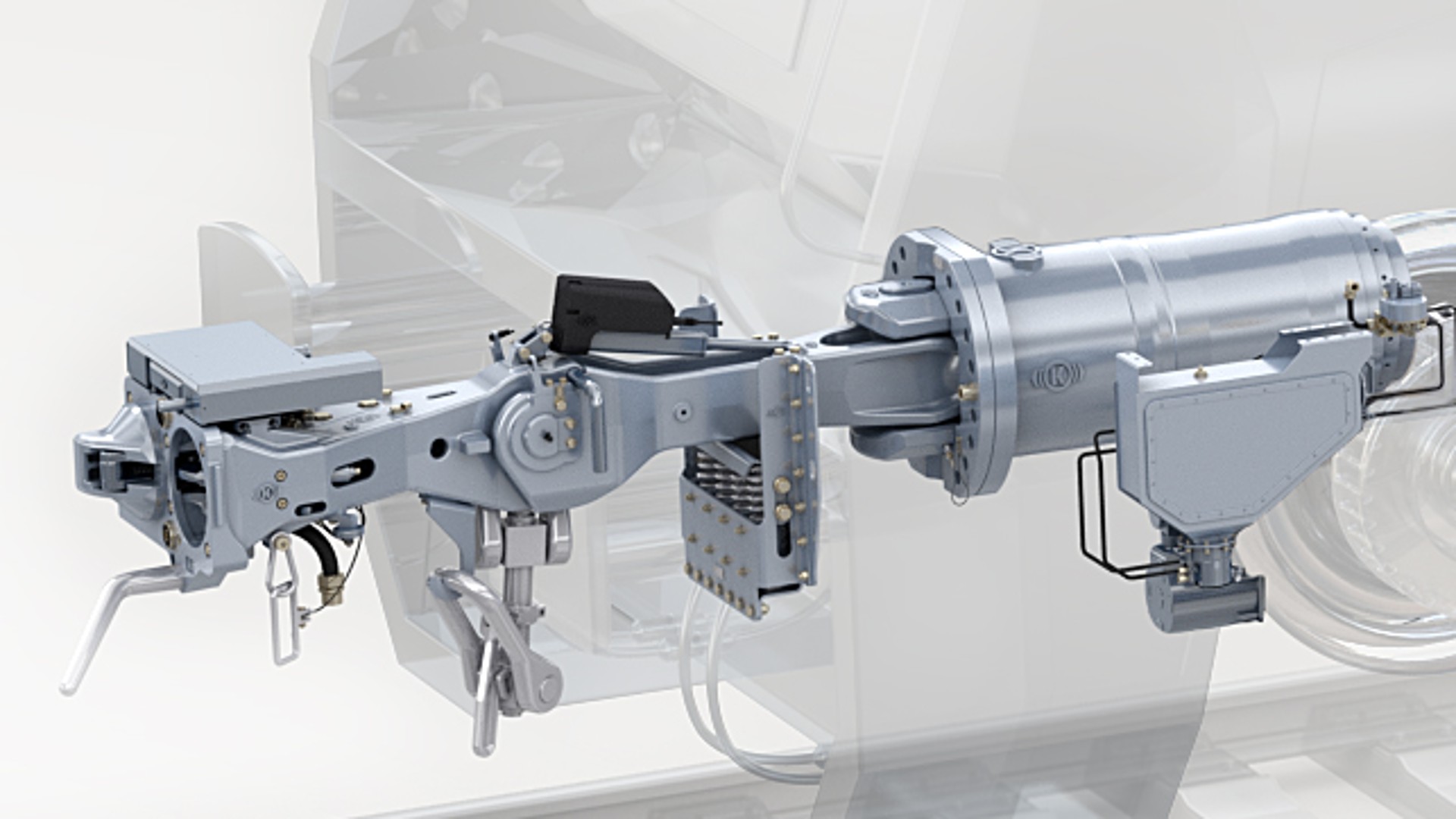 Railway coupling mechanism with integrated braking system.