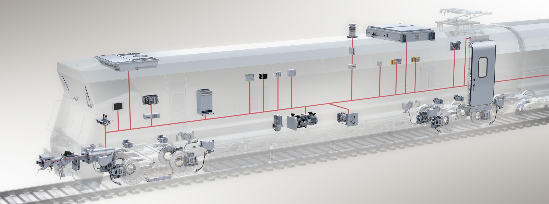 Train components with detailed schematic illustration.