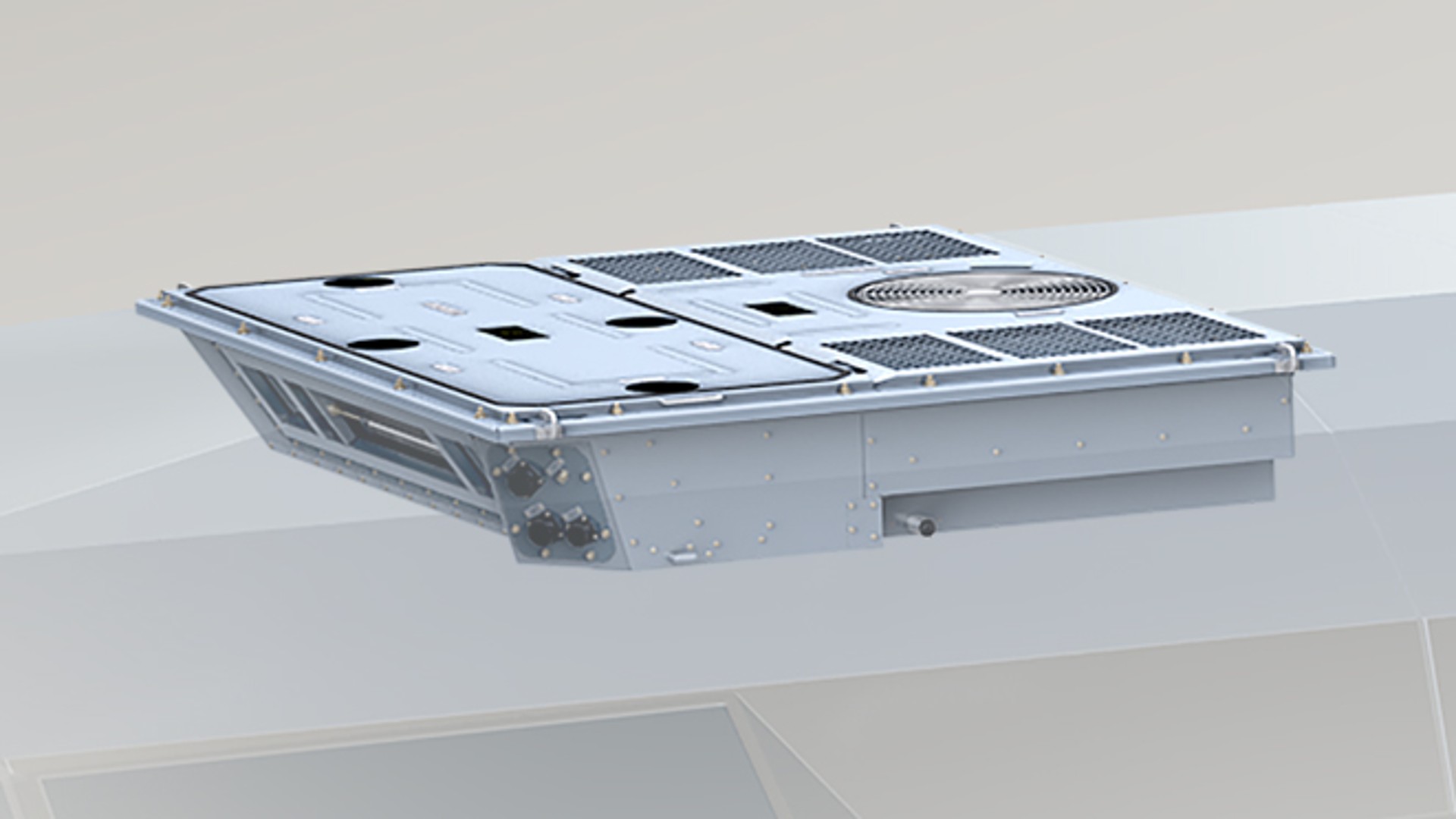 Rail vehicle roof-mounted air conditioning unit.
