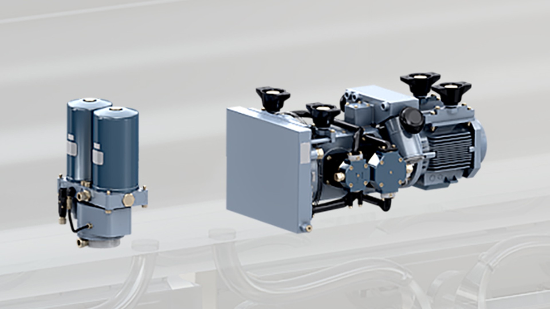 Pneumatic control system components and mechanics illustration