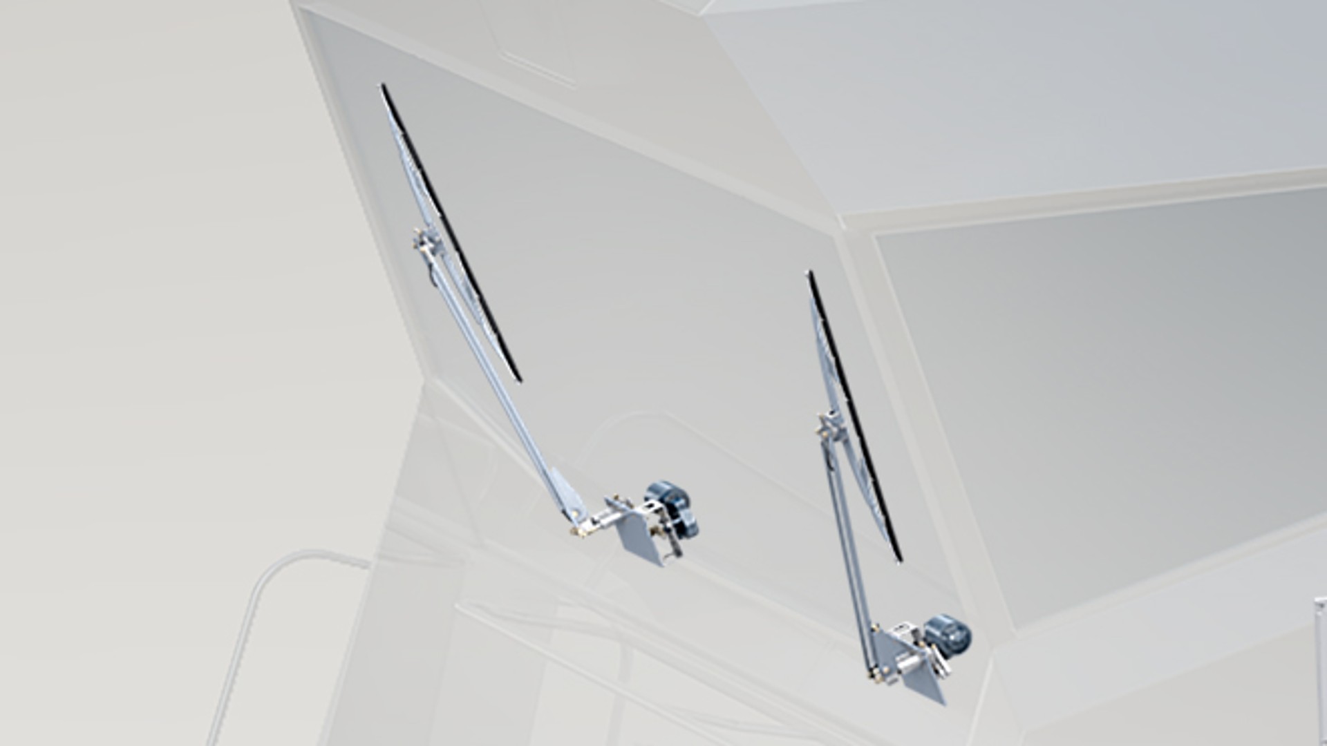 Wipers installed on vehicle front windshield assembly.