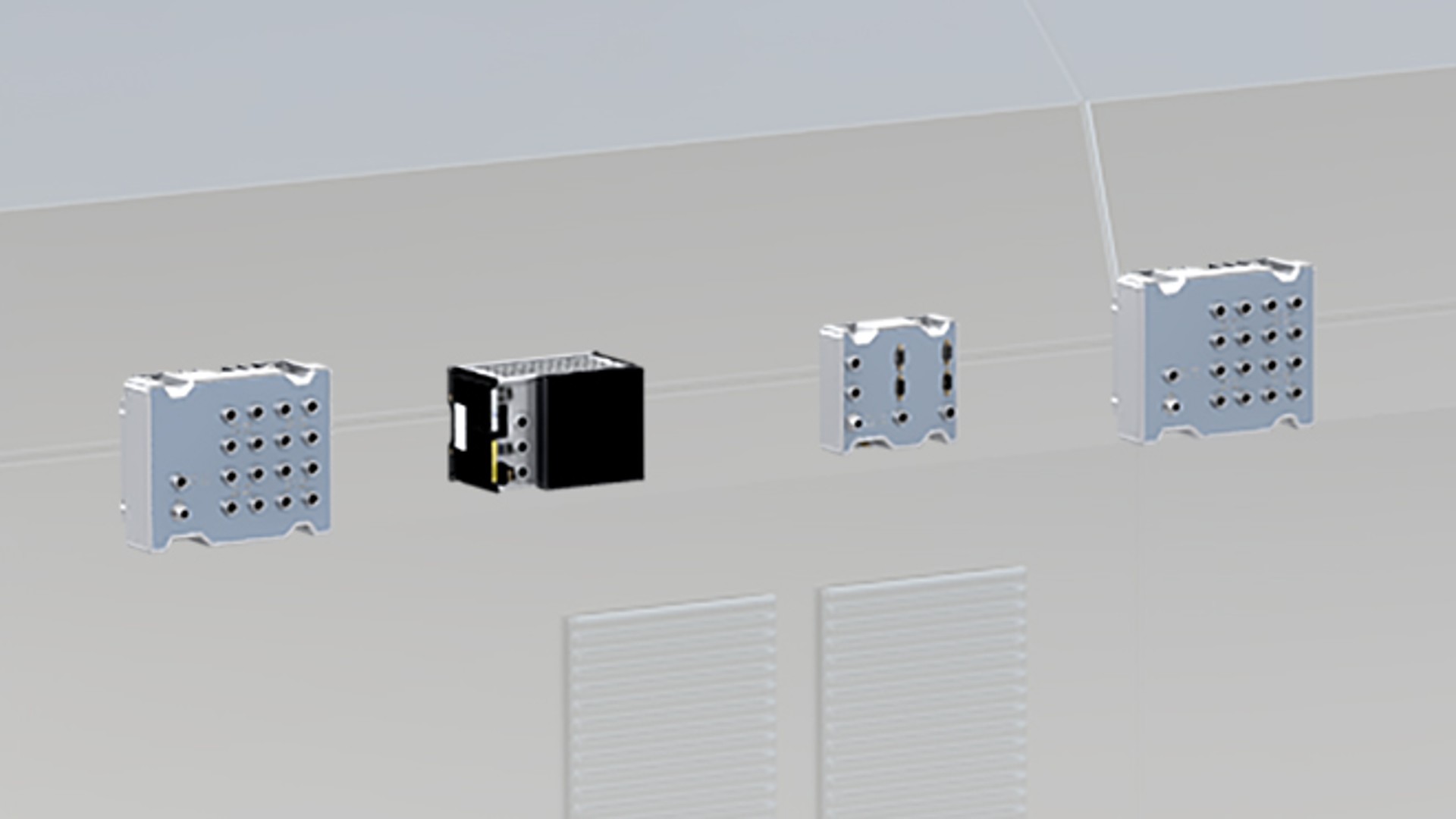 Various electronic components on a control panel