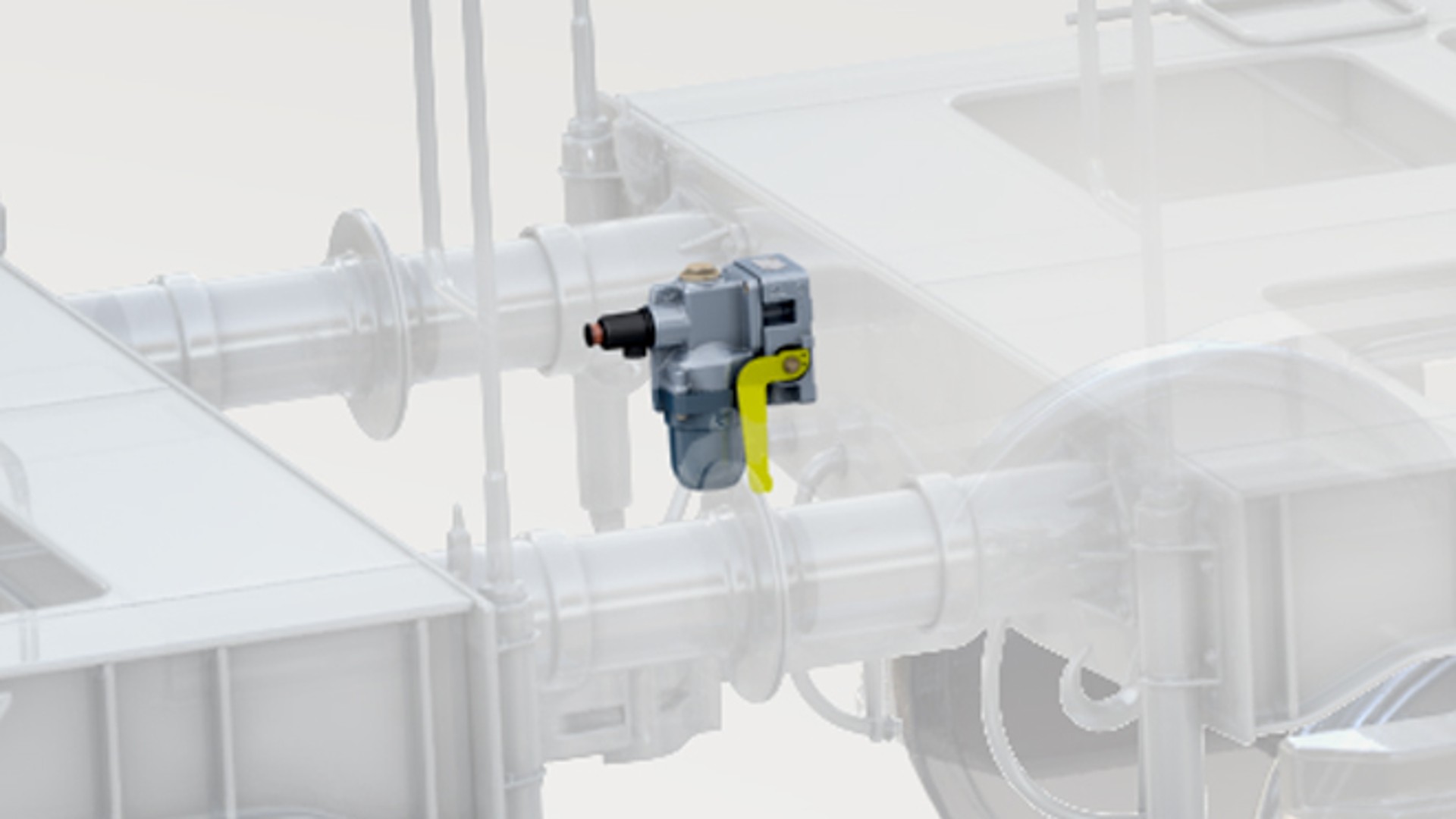 Control valve mounted on railway axle assembly.
