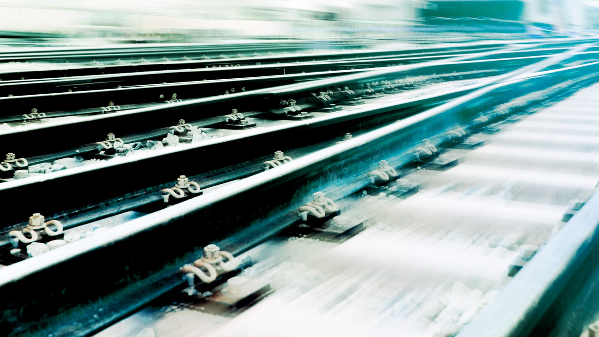 Railway tracks with blurred motion effect.