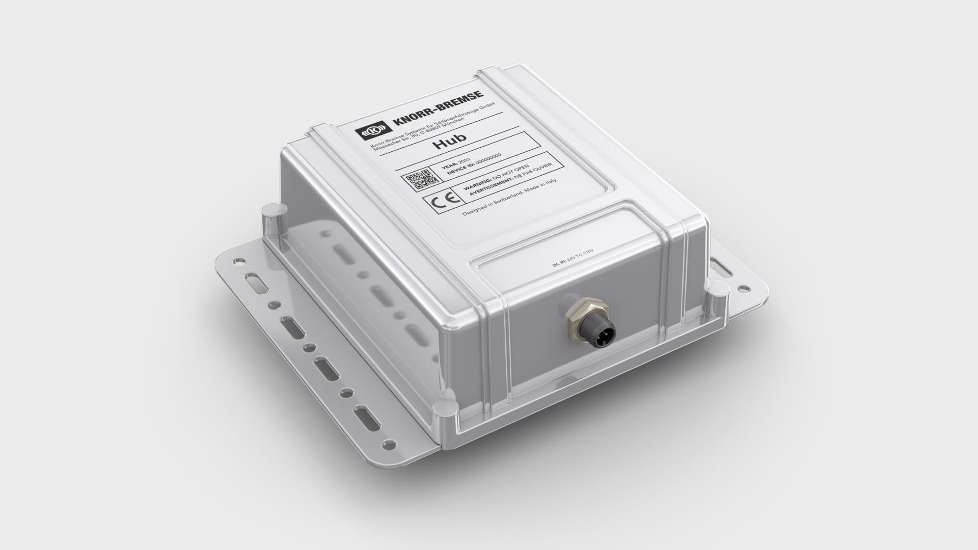 Knorr-Bremse technology hub with mounting bracket.