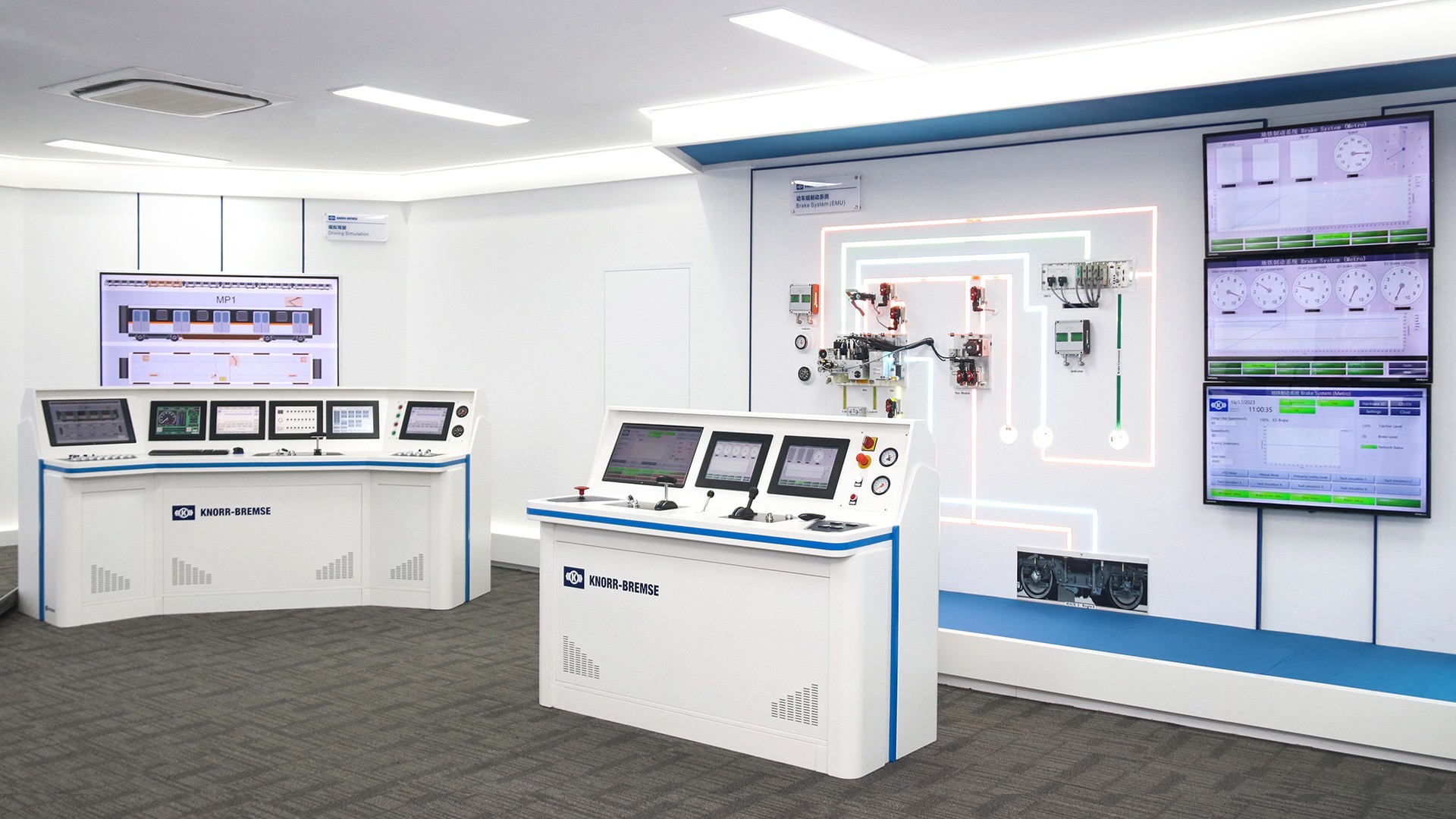 Control room with Knorr-Bremse technology and equipment.