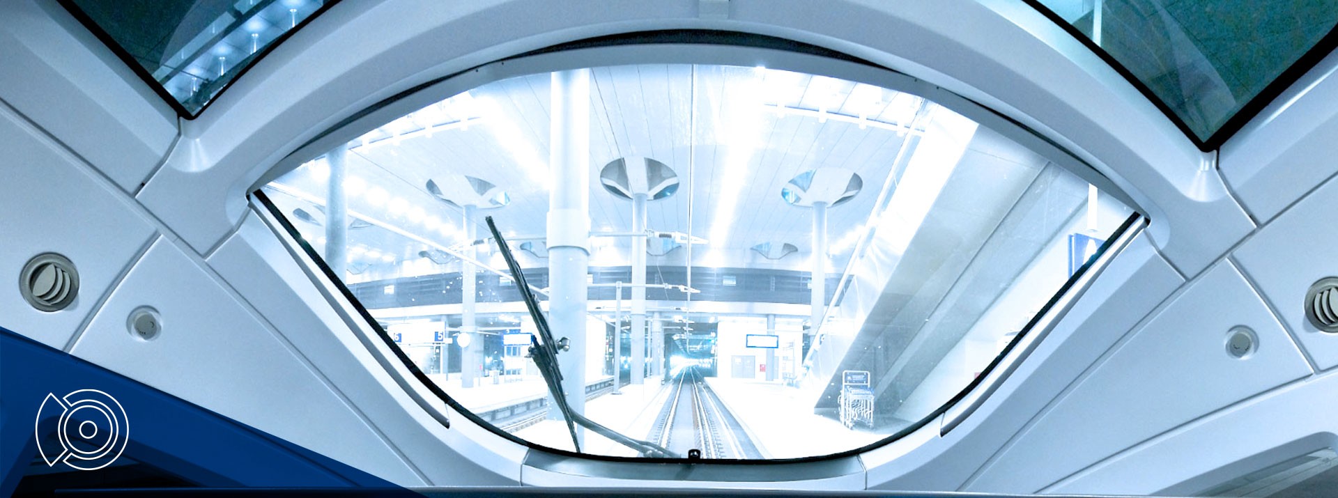 View on the rail throughout the control room window