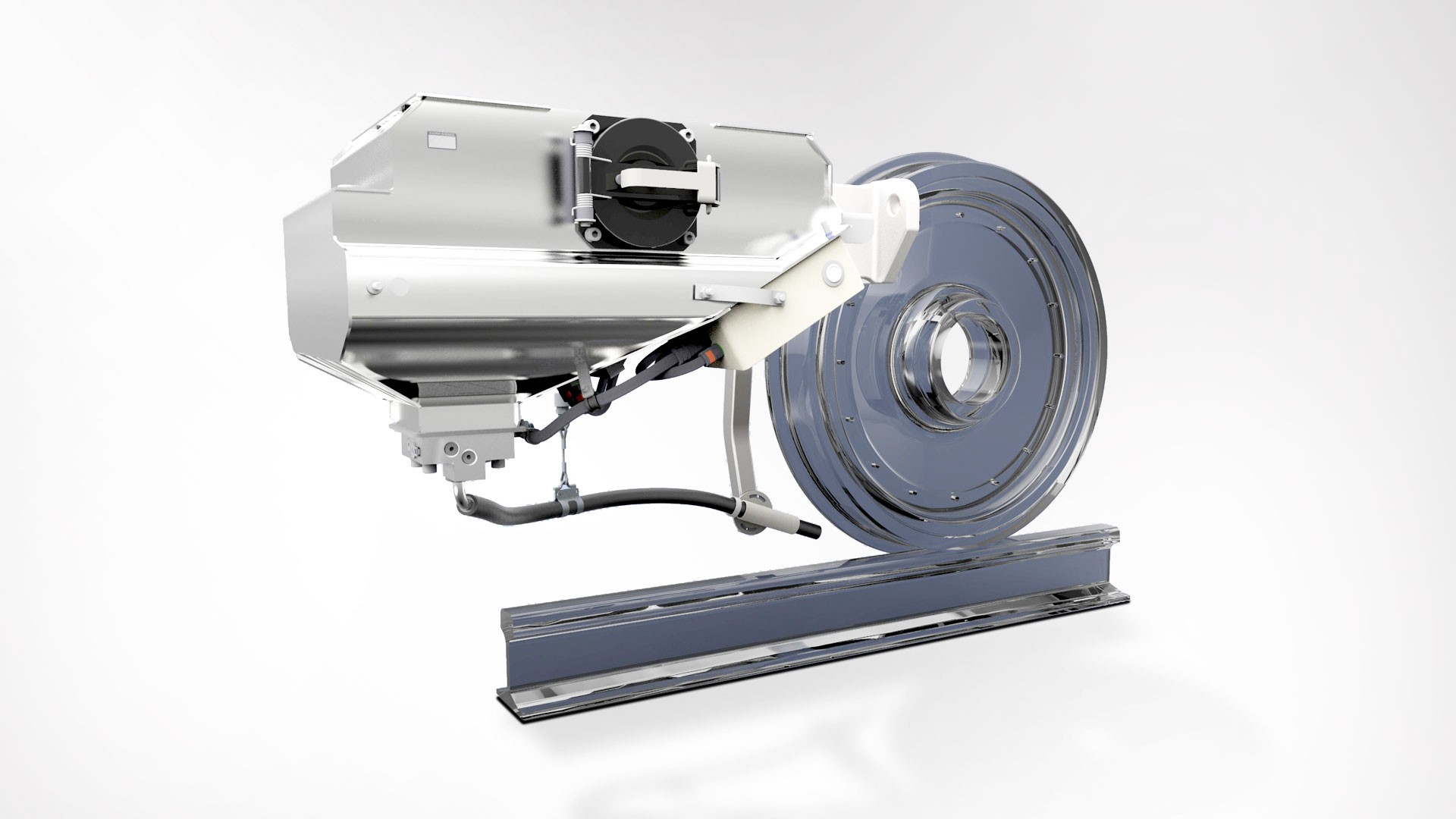 Railway braking system component with rotating disk.