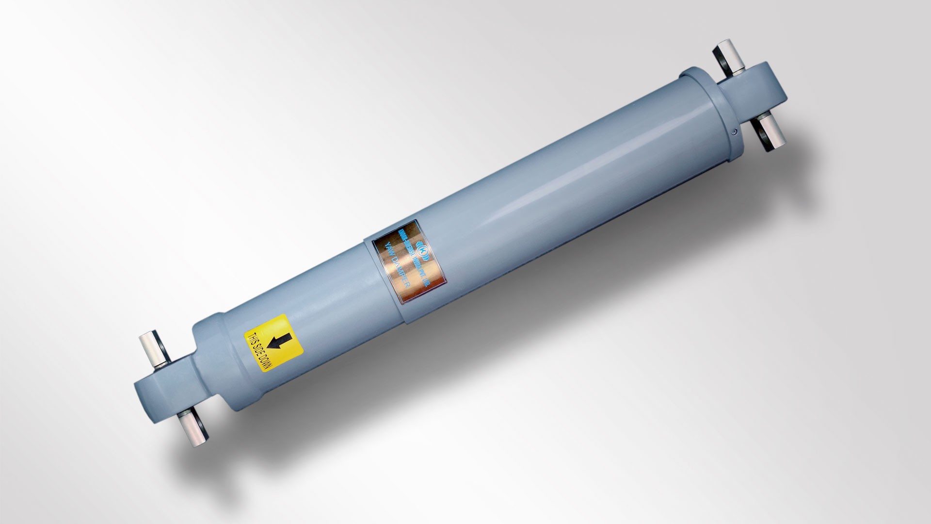 Hydraulic cylinder on a gradient background.