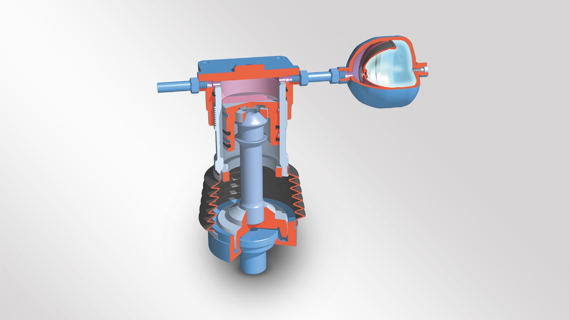 Cross-sectional view of a hydraulic valve mechanism.