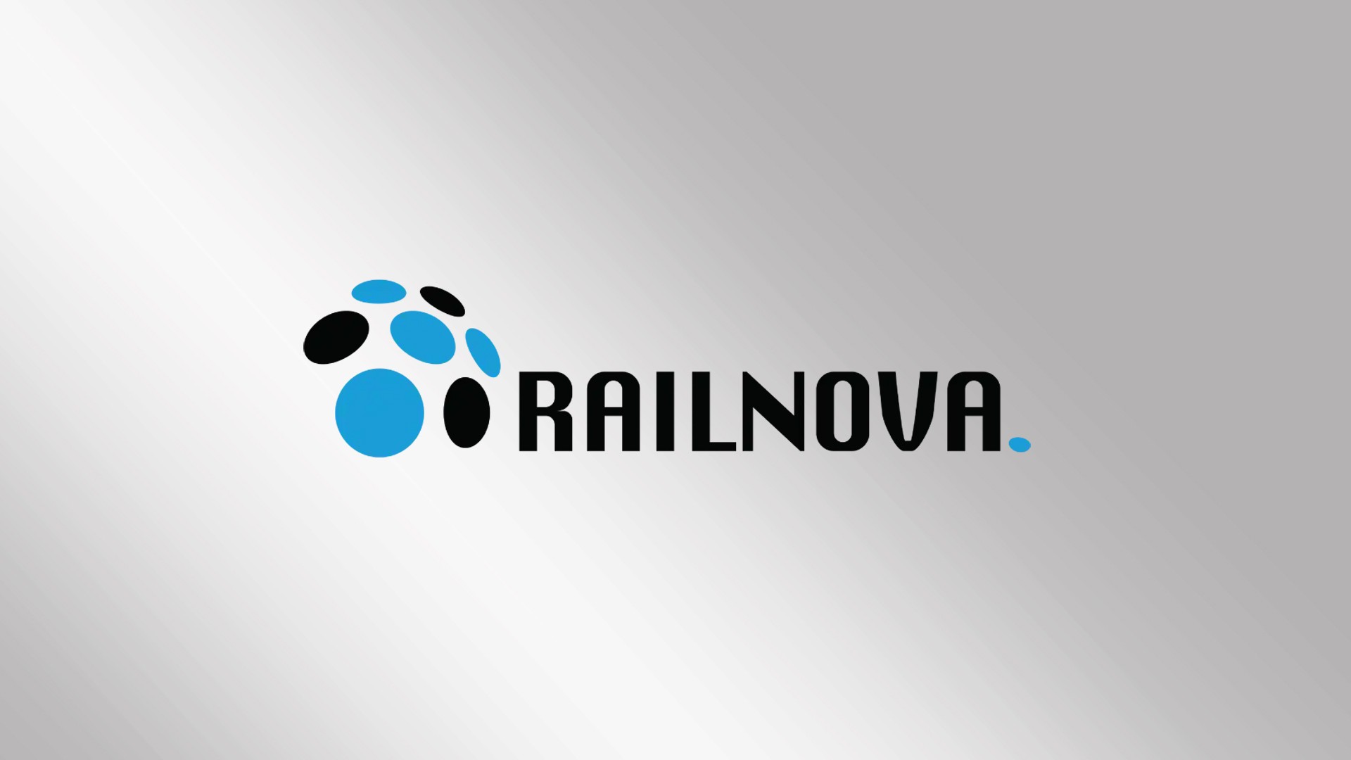 Railnova logo design on a silver background.