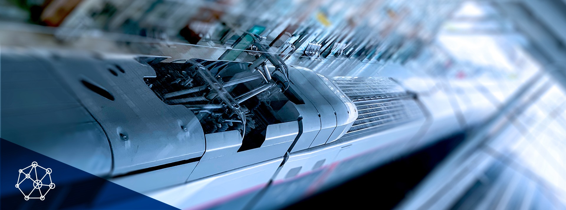 High-speed train close-up with mechanical components.