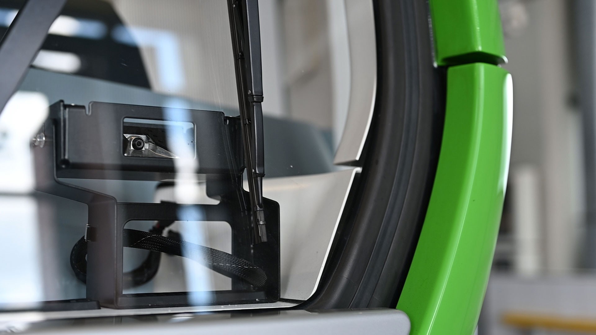 Close-up of advanced vehicle technology components.