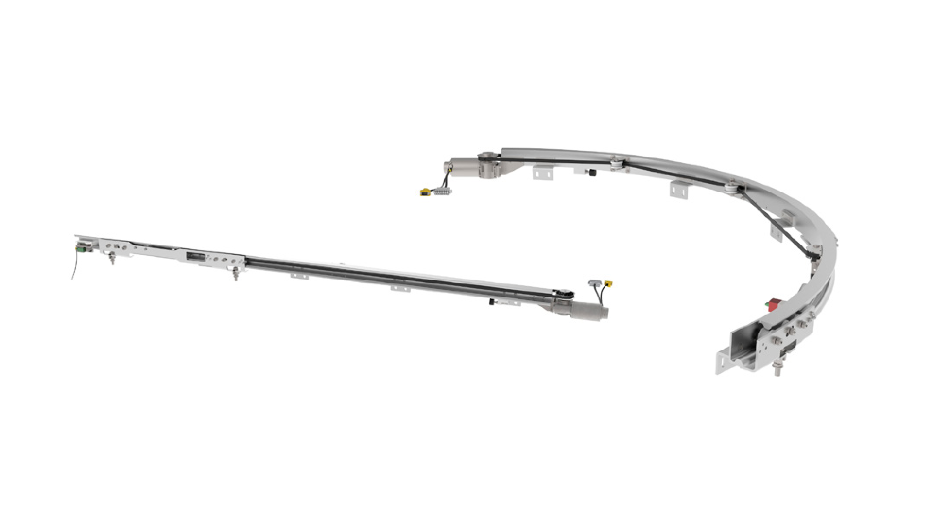 Evac curved door gear system for rail vehicles