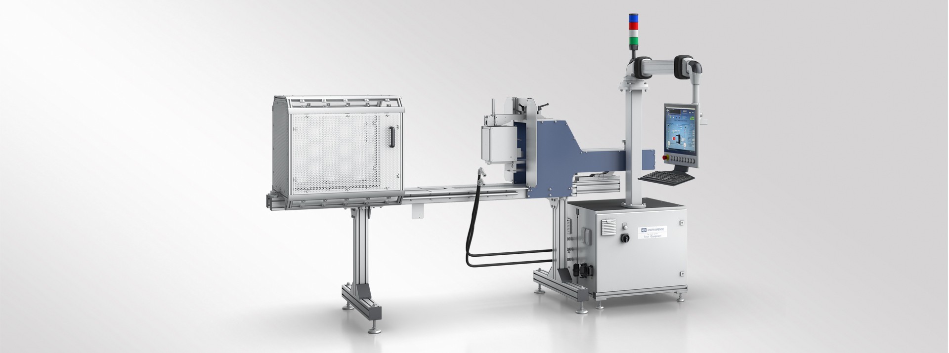 Testing equipment with control panel and machine