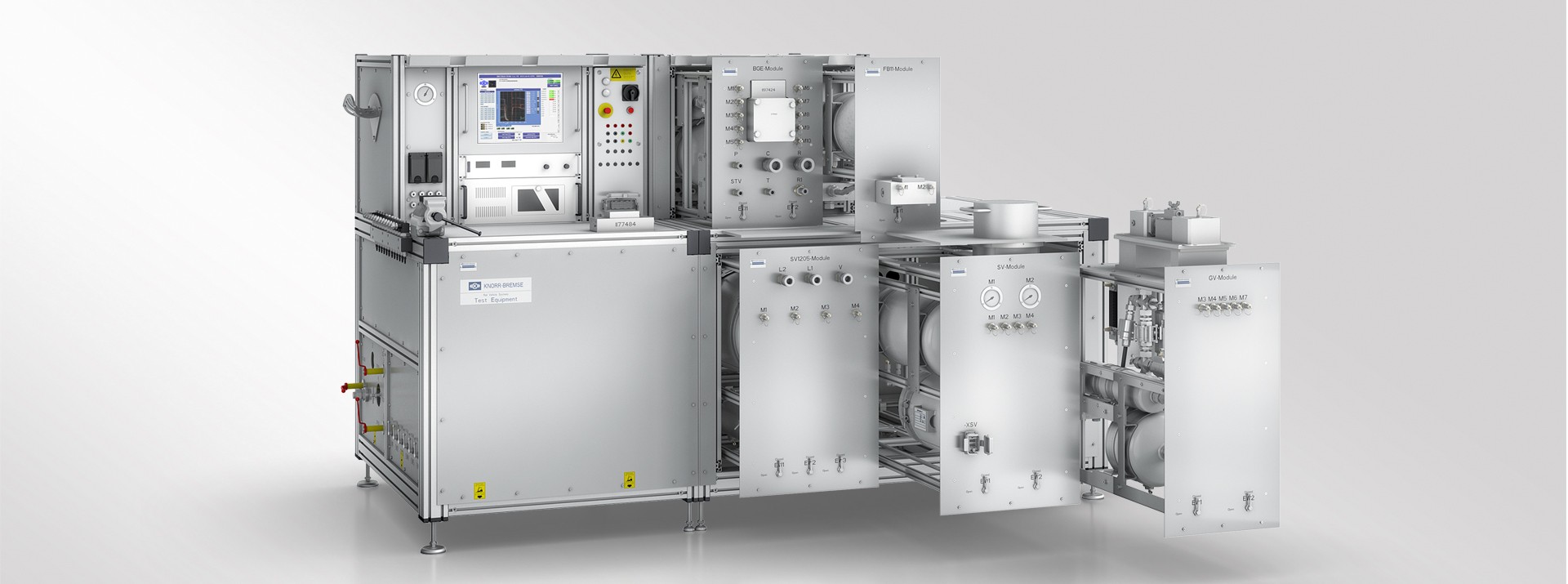Test equipment with multiple modules and control
