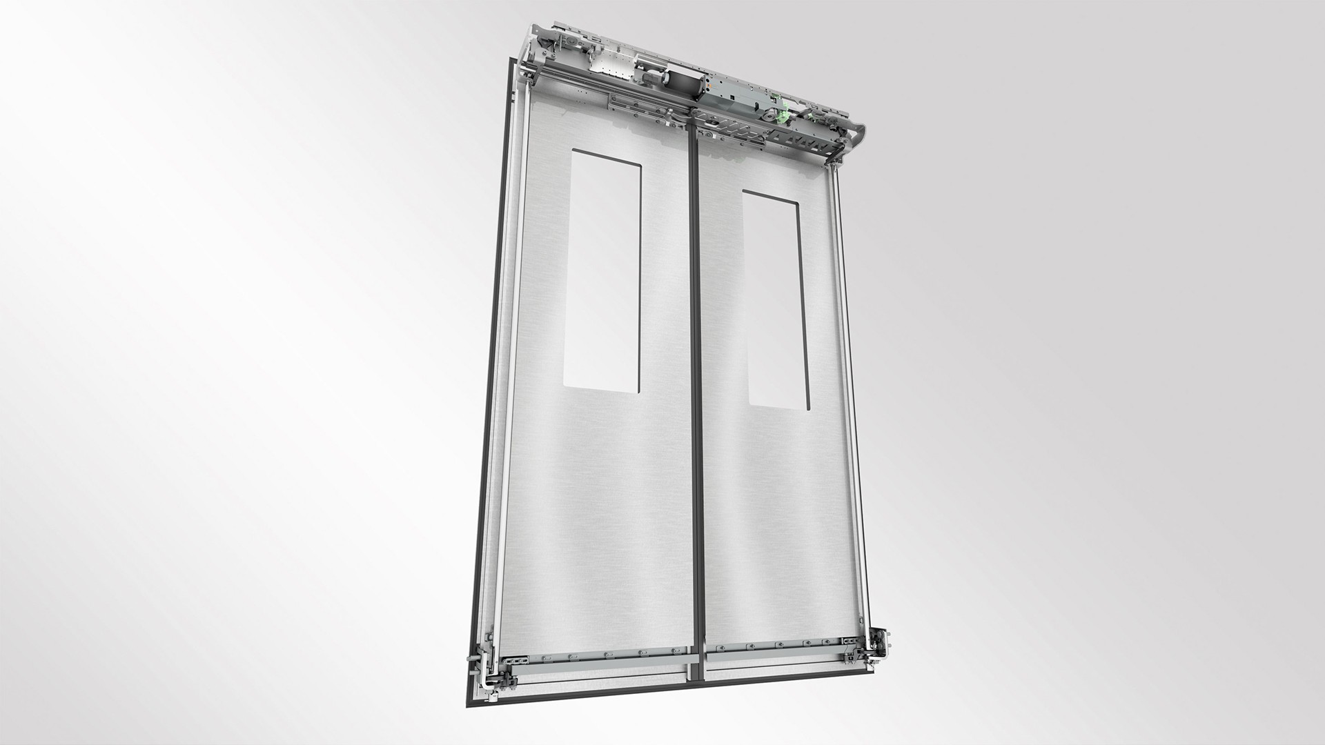 Sliding door mechanism with glass windows