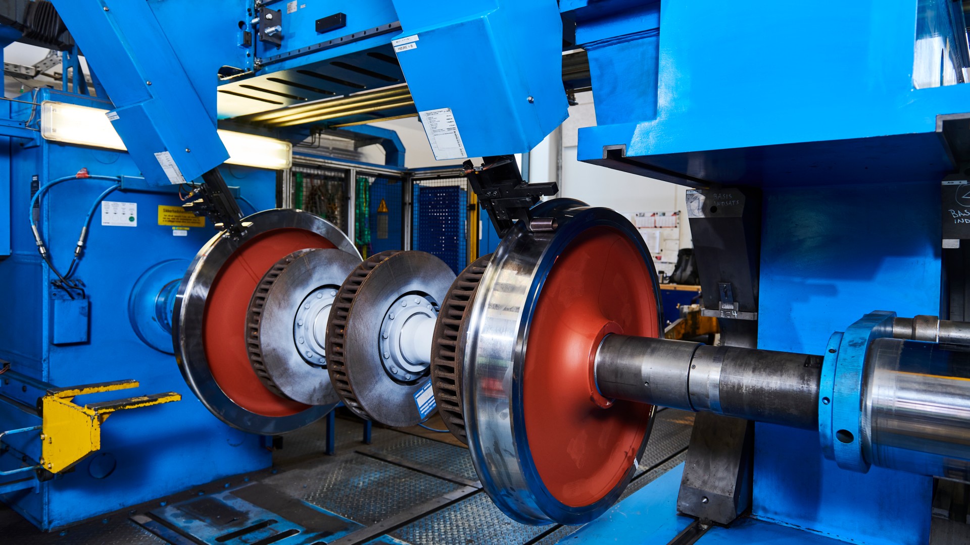 Industrial machine with brake components and blue