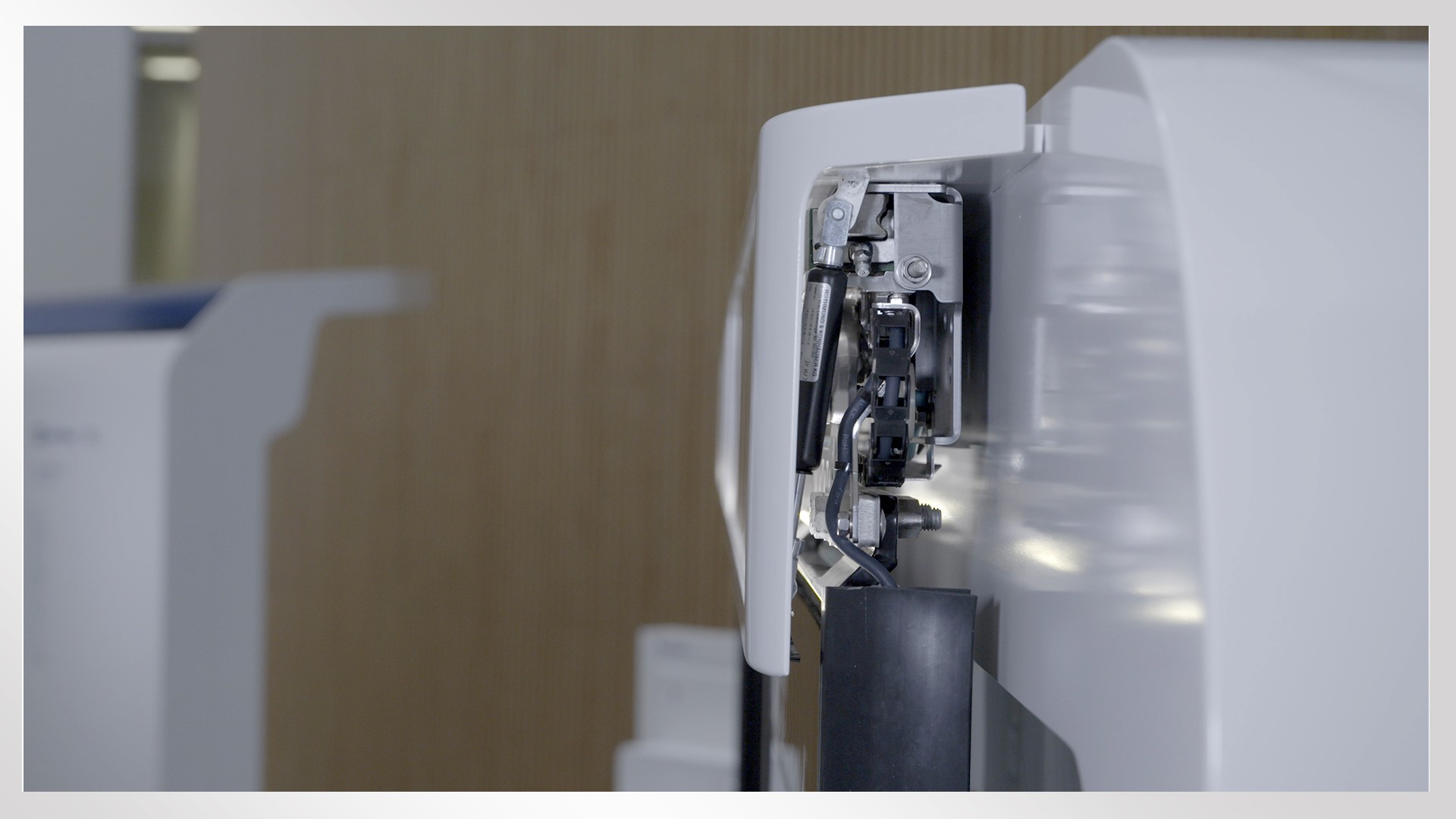Machine component close-up with mechanical details.