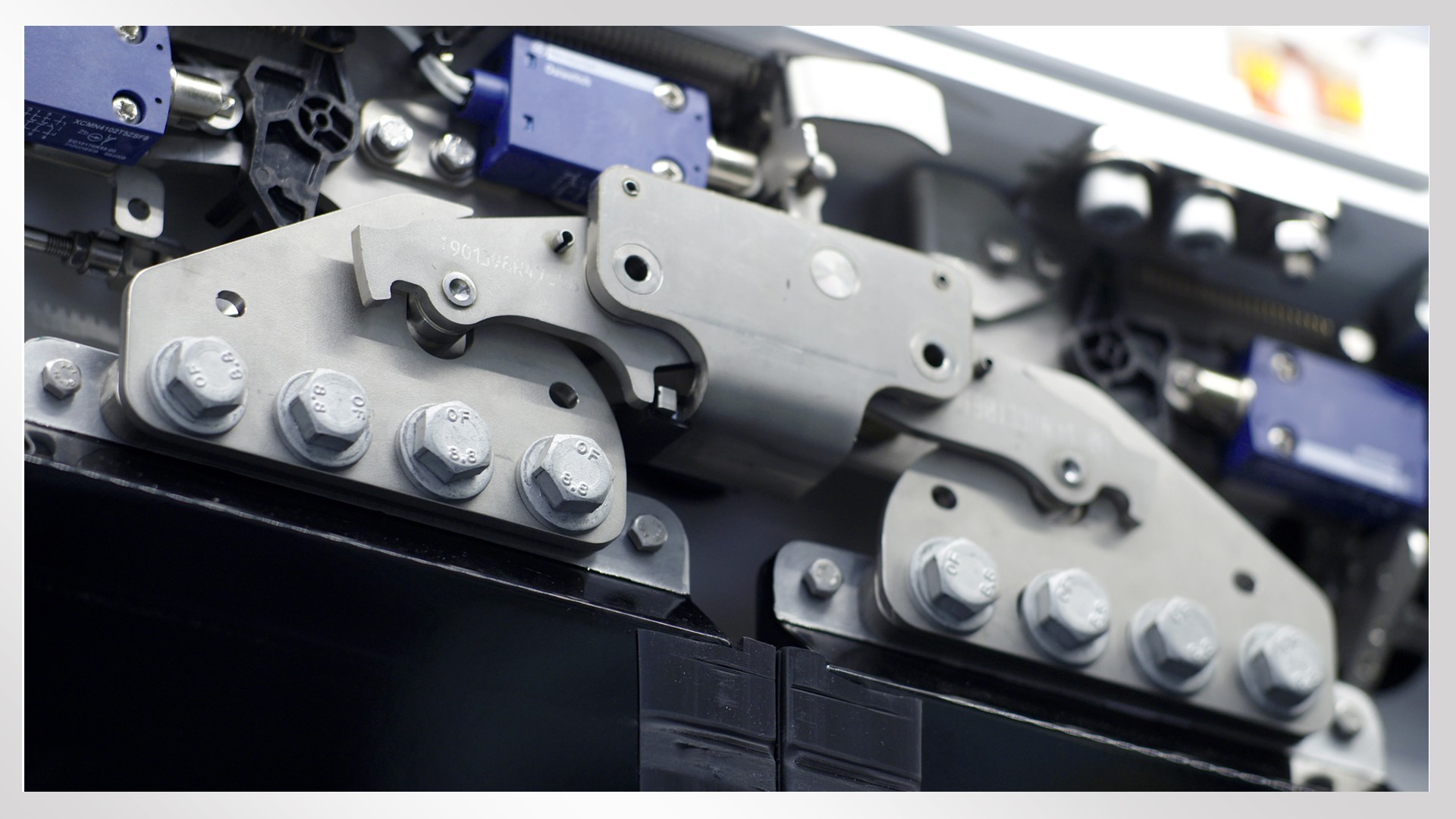 Mechanical components of an automated system.