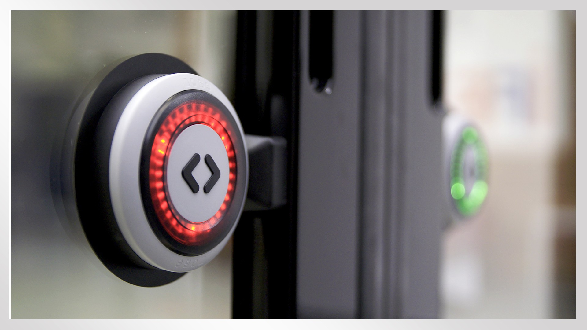 Door control buttons with red and green