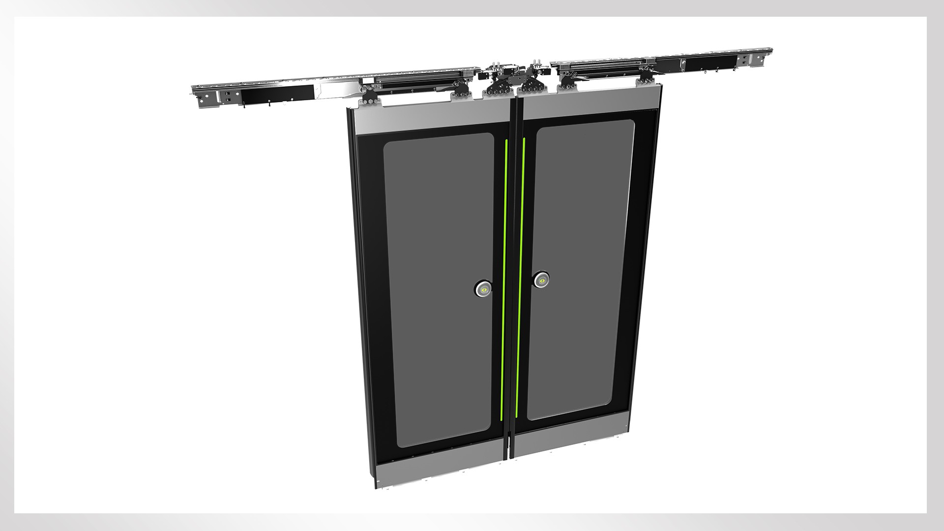 Automated sliding door system design illustration.