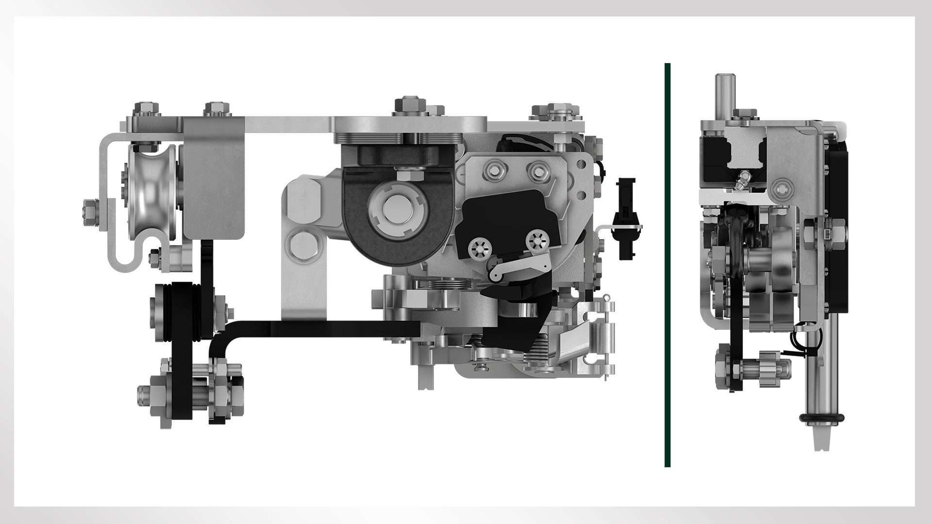 Mechanical component with gears and springs.