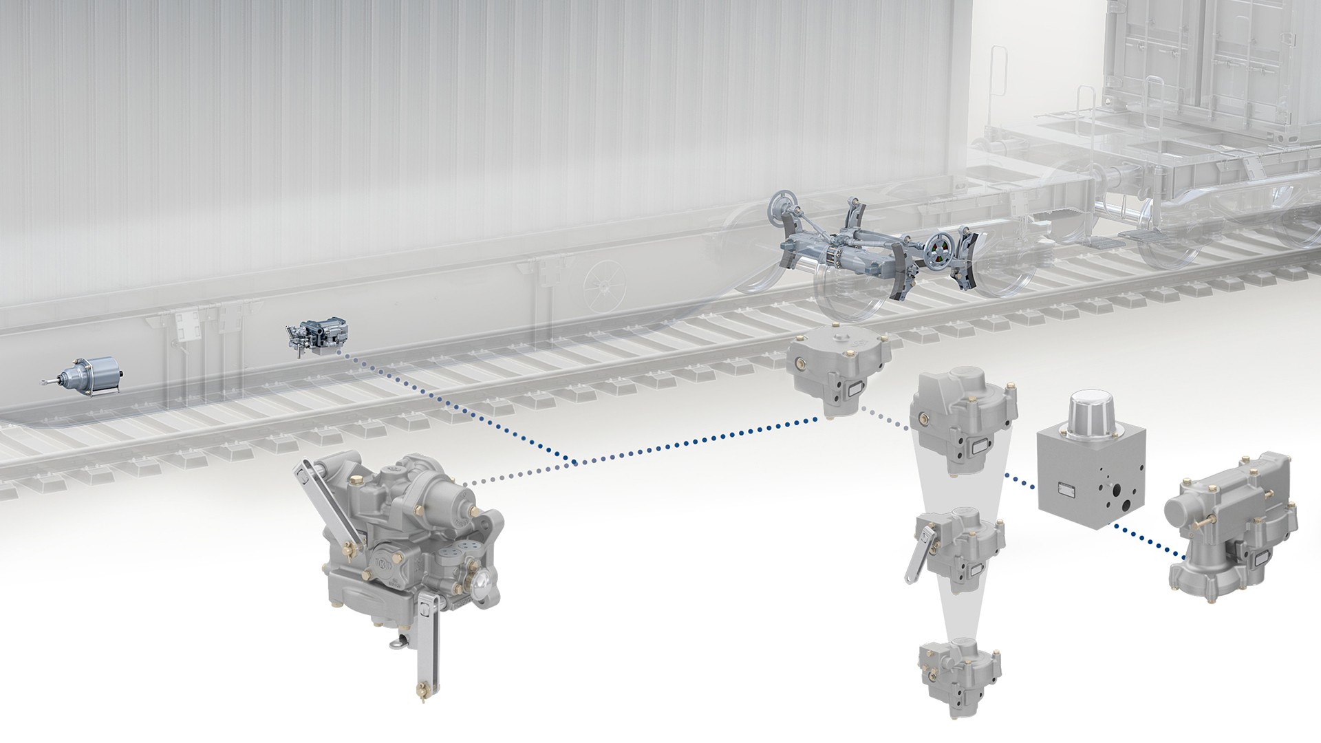 Translucent freight train with KRf modular systems including relay valve.
