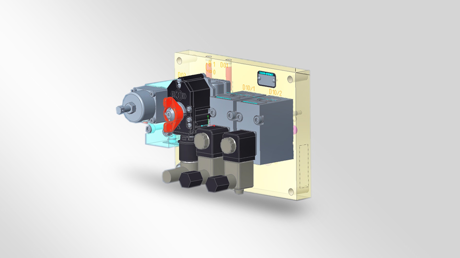 Control module with various hydraulic components displayed.