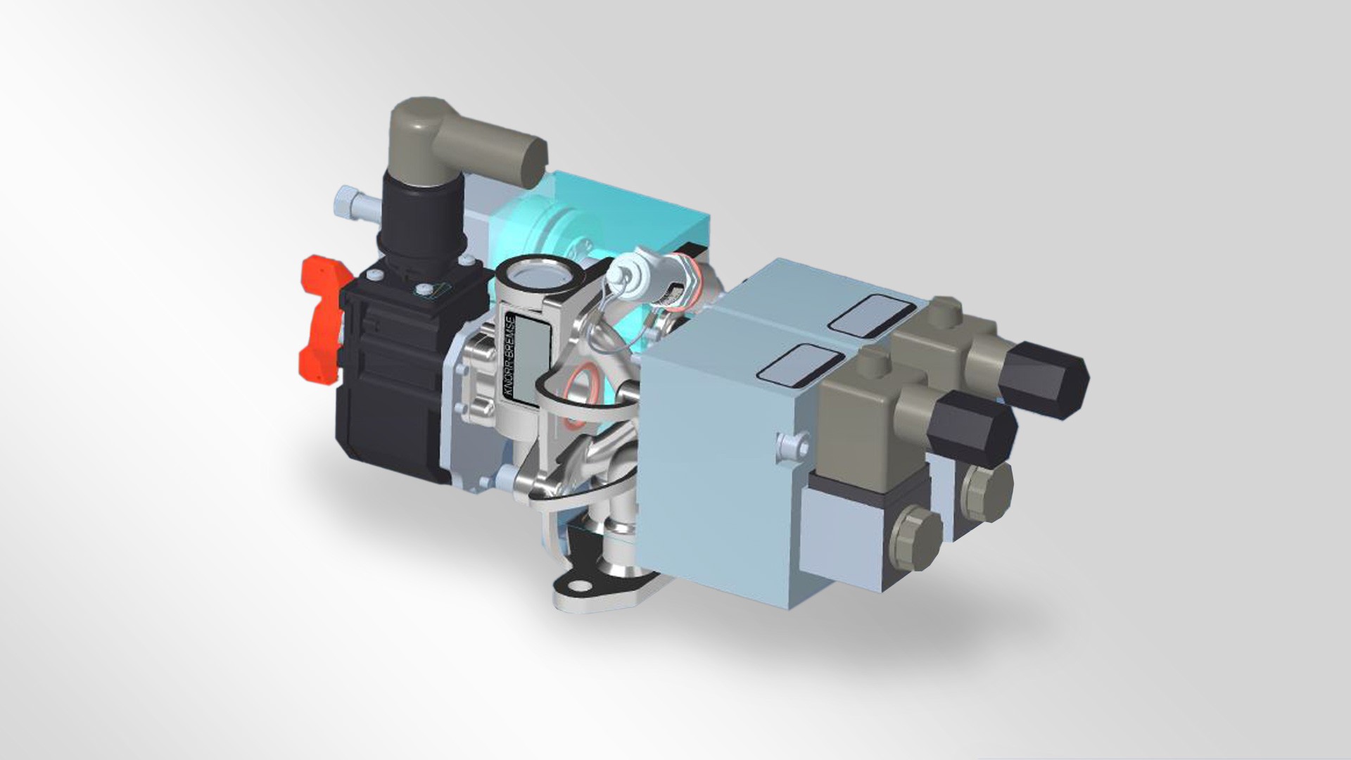 Hydraulic control valve assembly with integrated components.