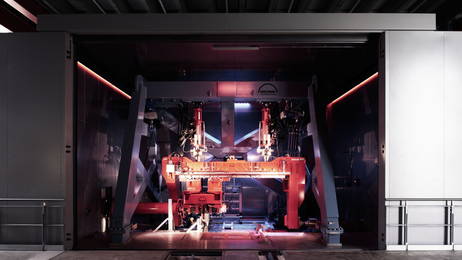 Automated robotic technology in industrial workspace.