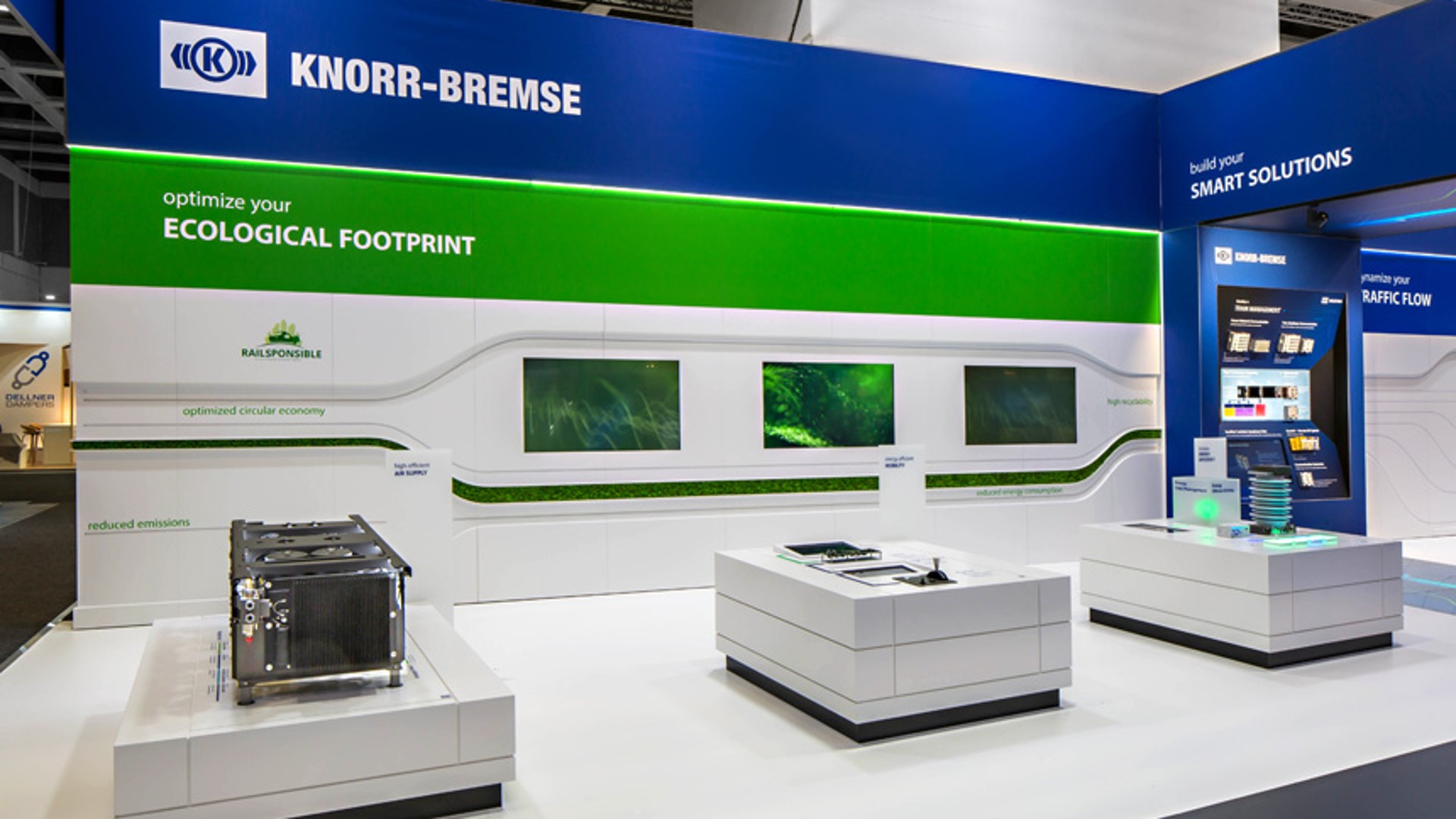Knorr-Bremse exhibition space promoting ecological solutions.