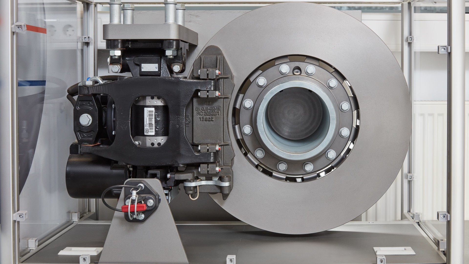 Brake system component displayed in a protective