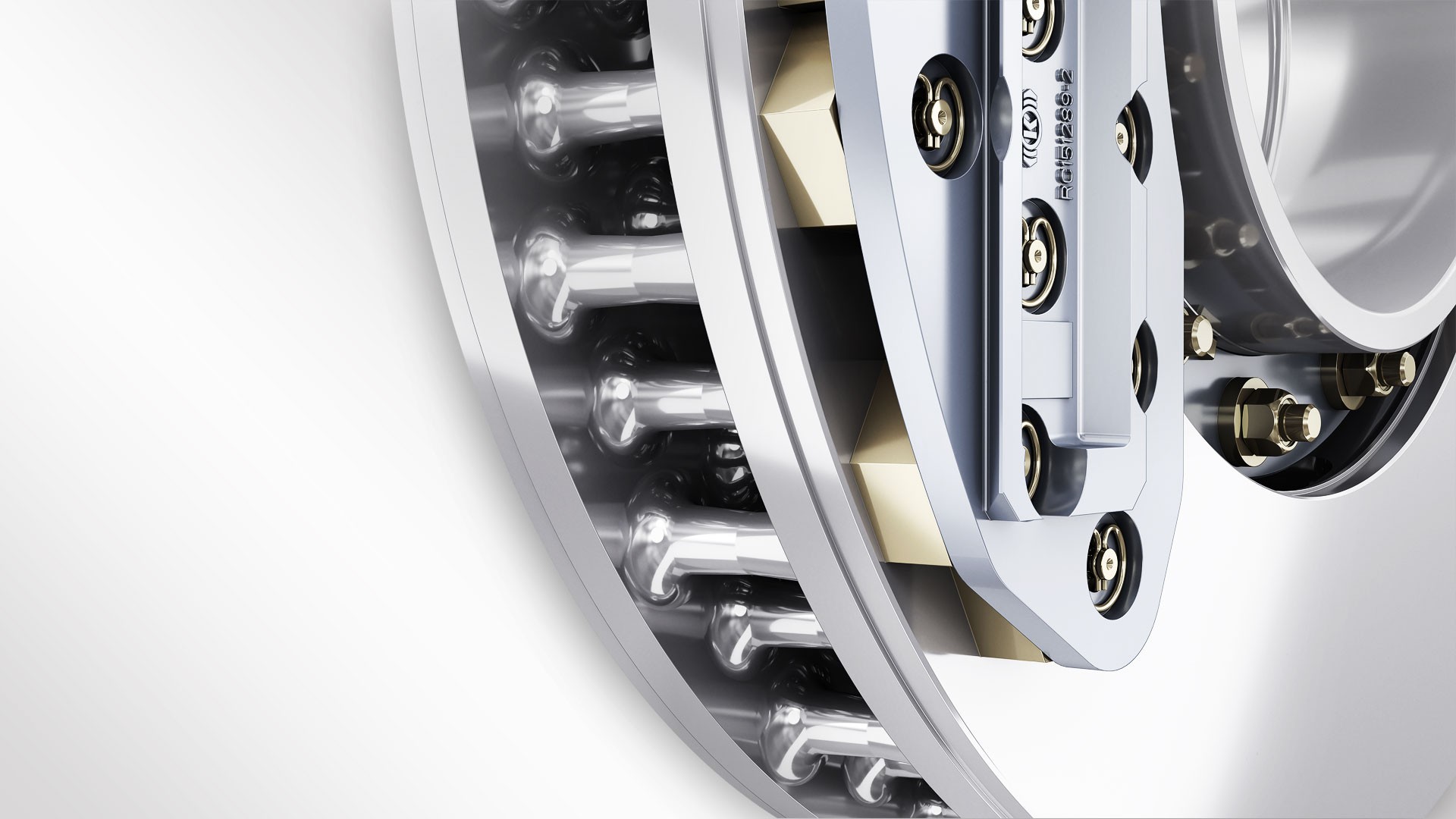 Precision mechanical component with ball bearings.