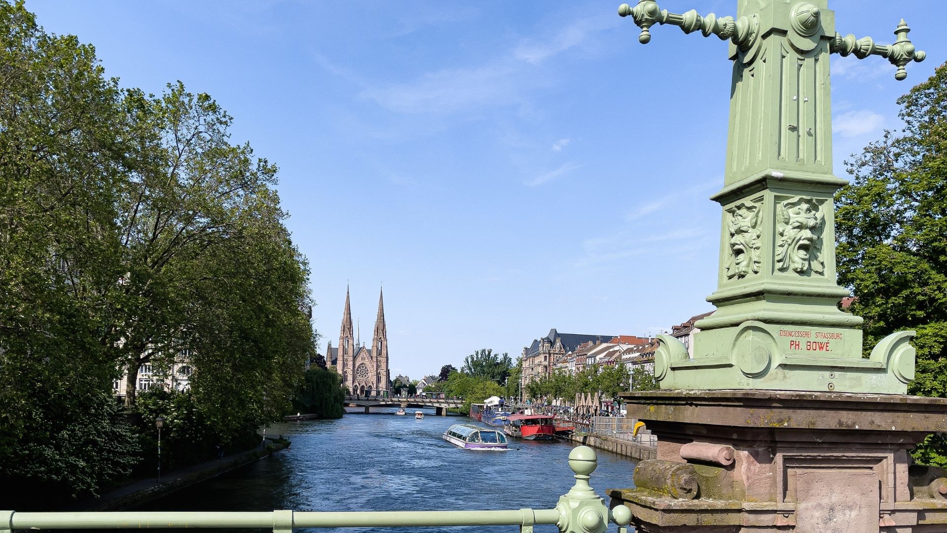 Strasbourg canal with historic architecture.