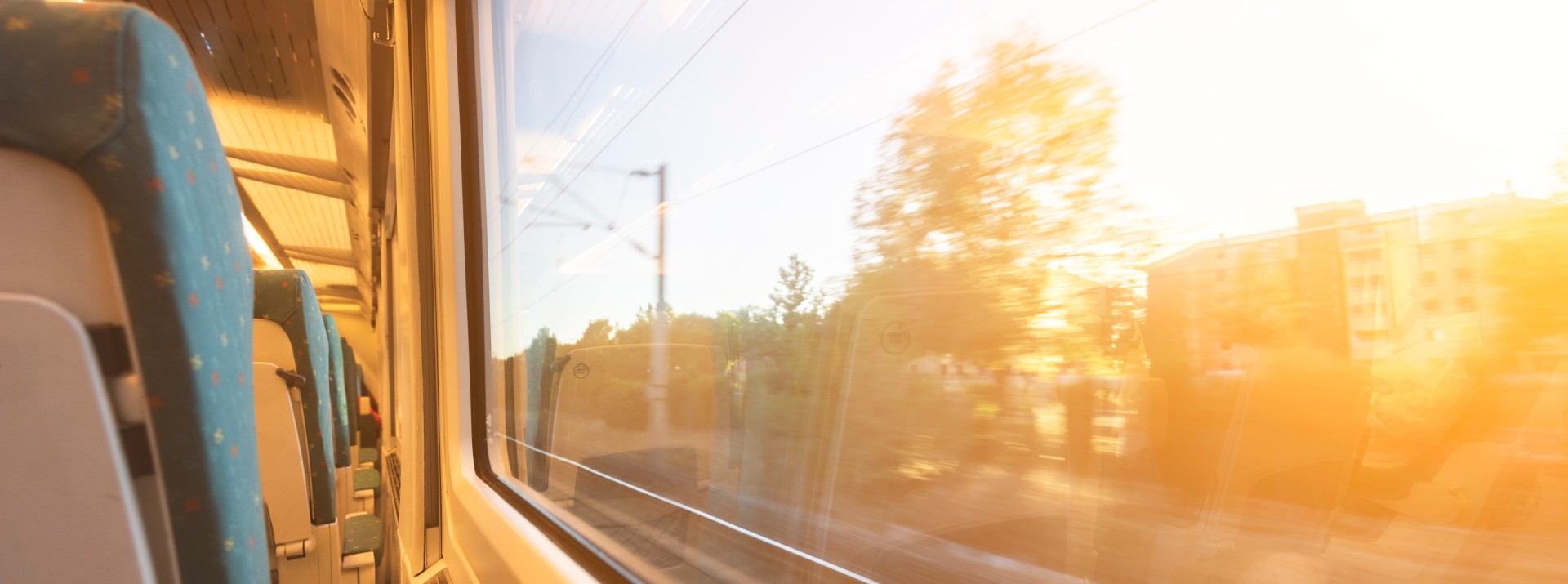 Sun in a train cabin
