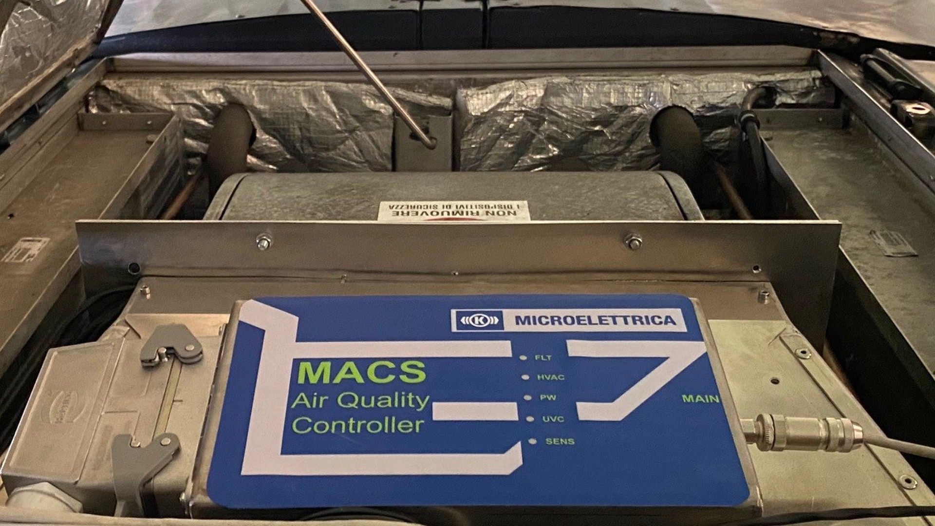 Air quality controller inside an equipment compartment.