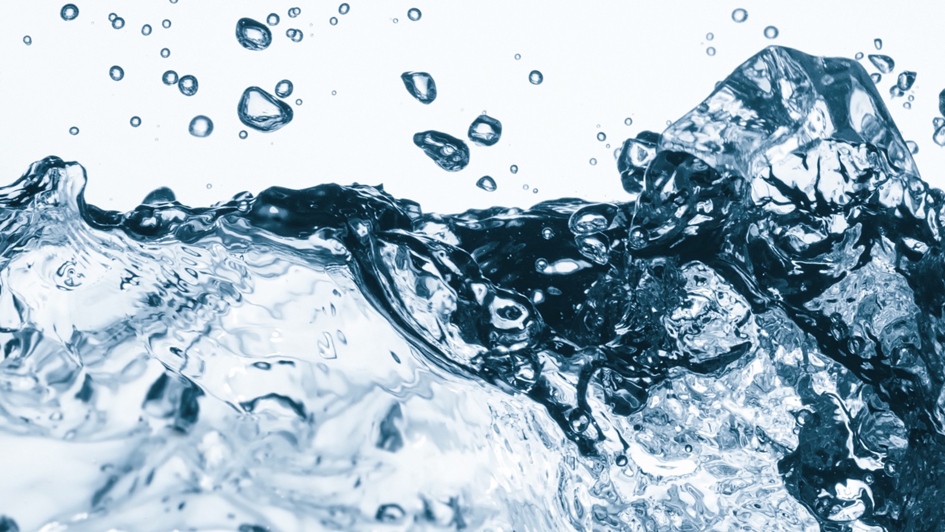 Water splash with bubbles and clear droplets.