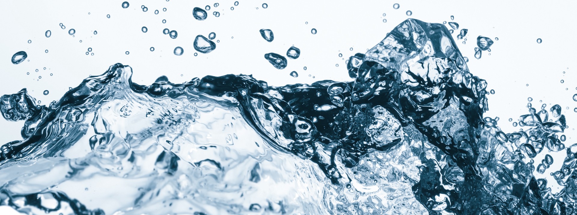 Water splash with bubbles and clear droplets.
