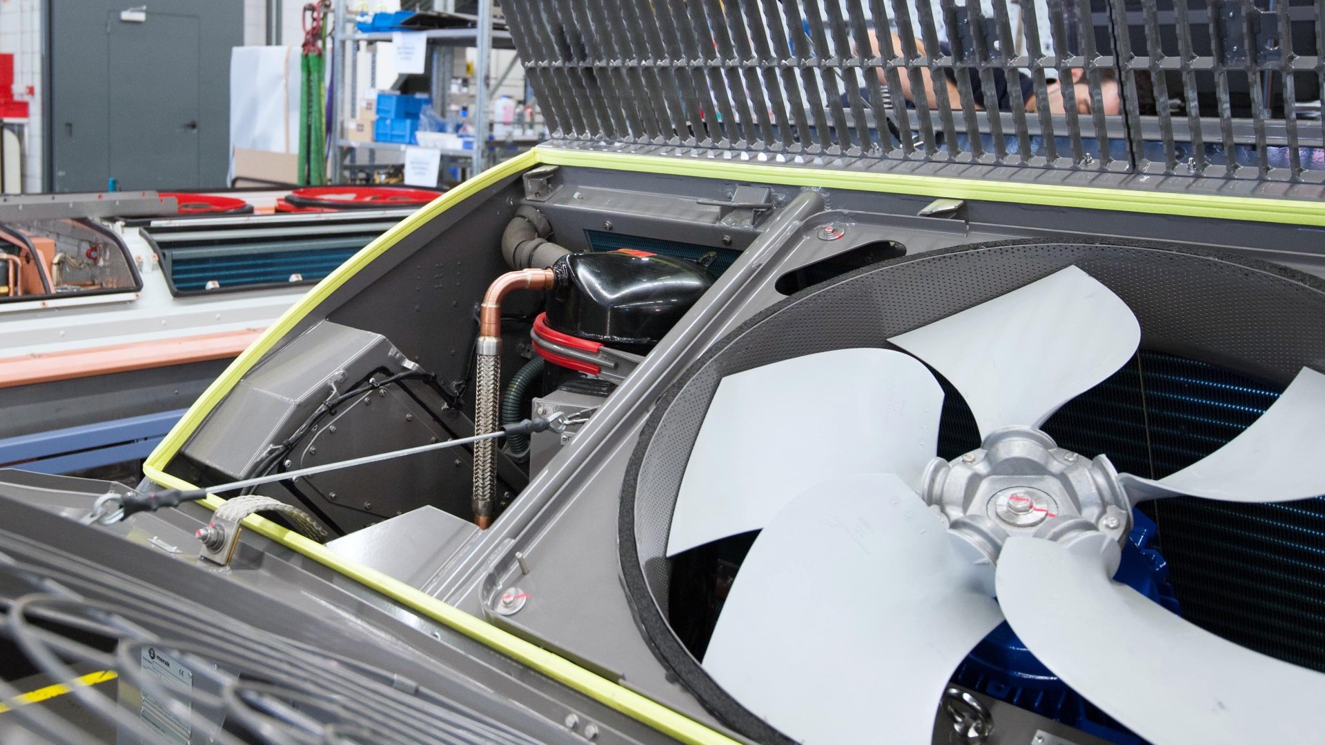 Cooling system with large fan and copper