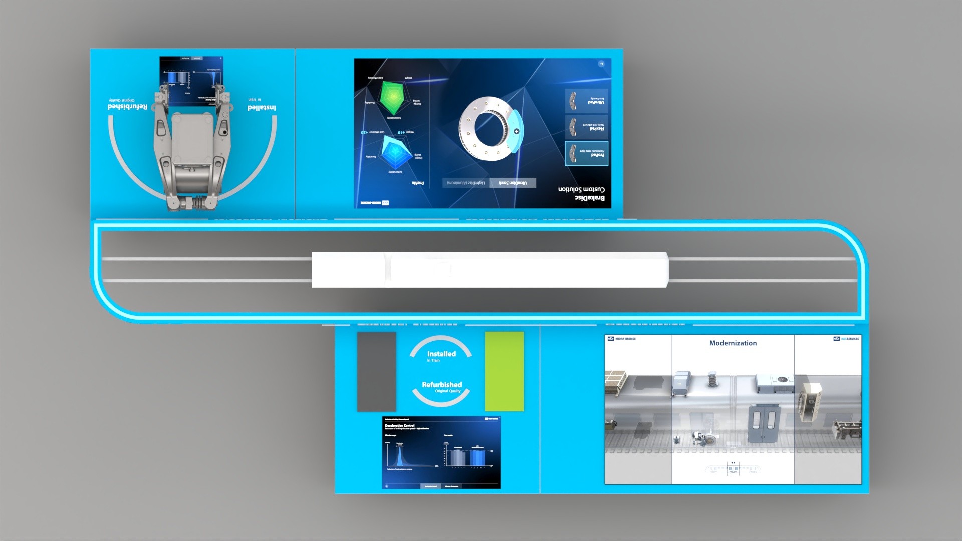 Modern technology display with interactive digital elements.